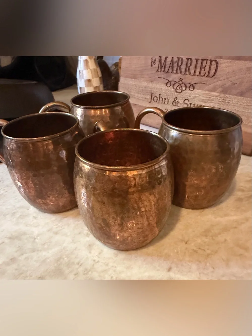Hammered solid Copper mule mugs x4
